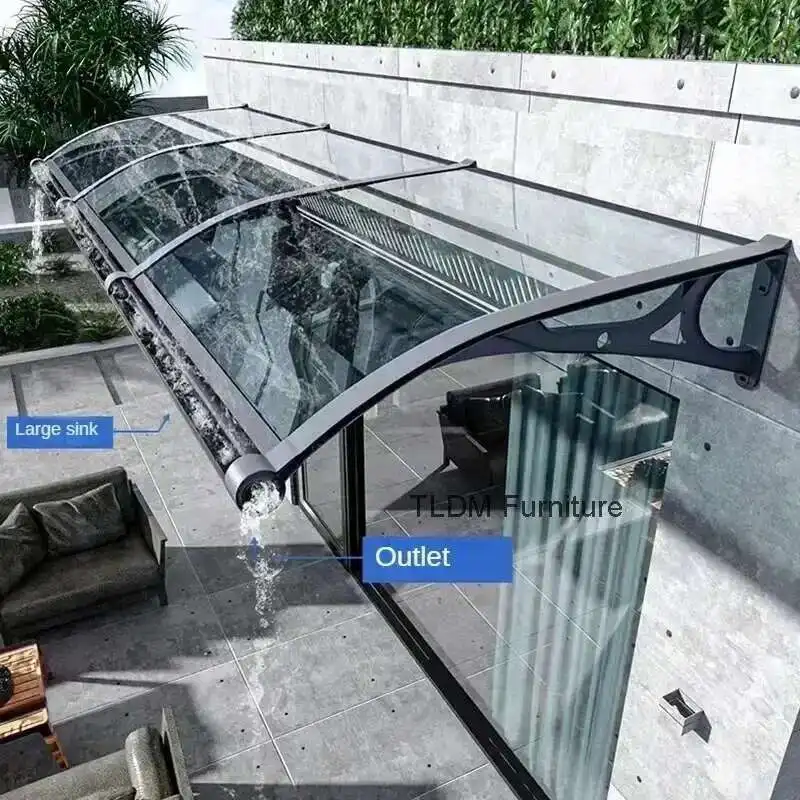 Creative Aluminum Alloy Awning for Outdoor Silent Rain Awnings Modern Minimalist Household Waterproof Awning for Courtyard