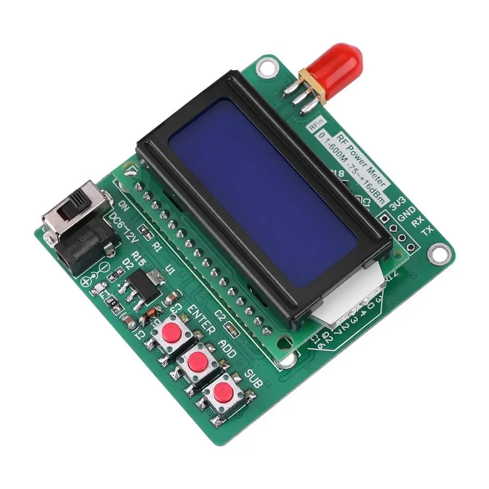 LCD Digital RF Wattmeter & Voltmeter -75 to 16 dBm, 1-600MHz Power Meter for Accurate Radio Frequency Measurement