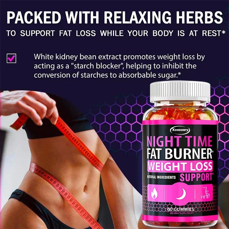 Nighttime weight loss Gummies - Muscle Recovery, Appetite Suppressant, Metabolism Booster, Relaxation & Restful Sleep Support - view 3