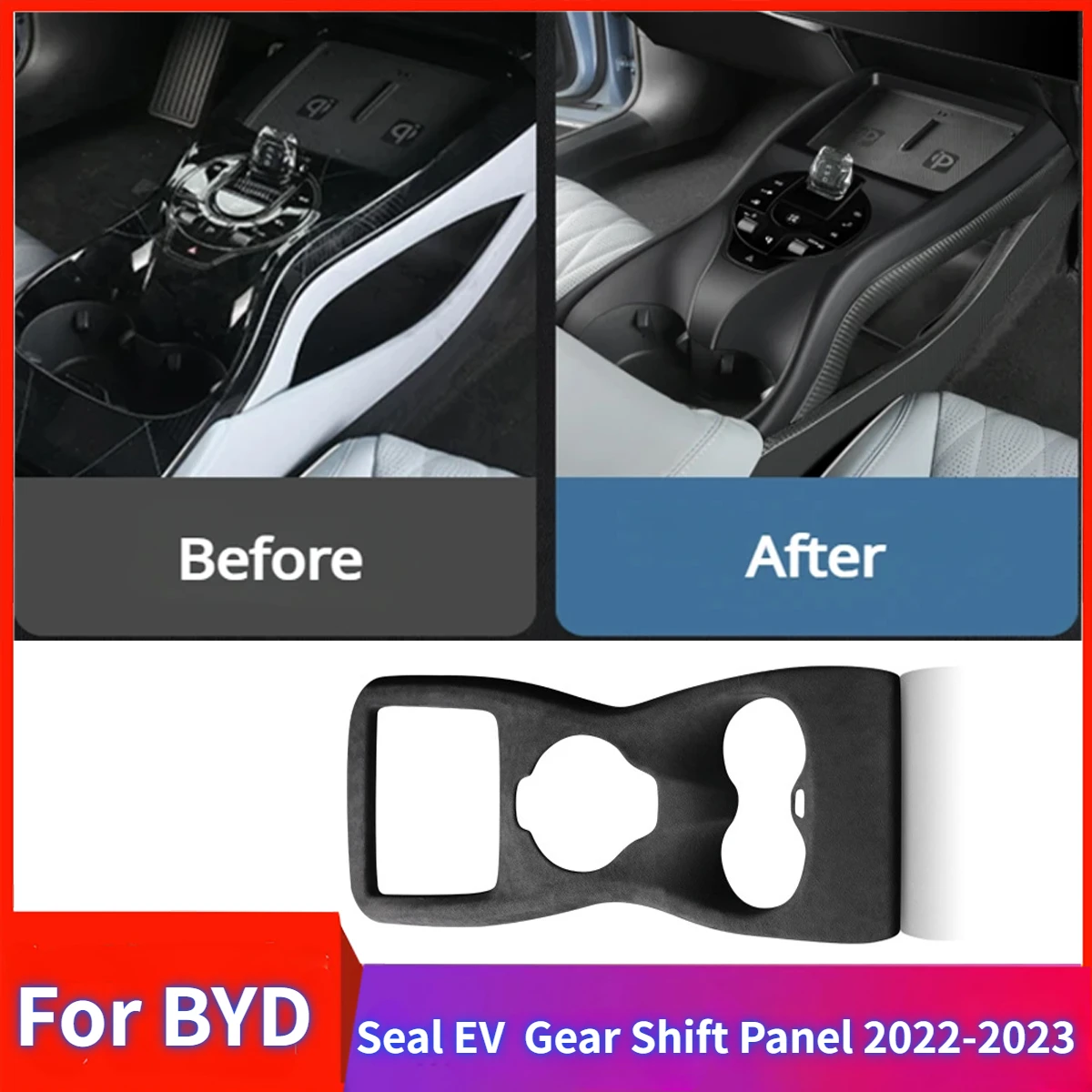 

Car Gear Shift Panel for BYD Seal EV 2022-2023 Center Console Panel Cover ABS Anti-Scratch Protective Sticker Car Interior Decal