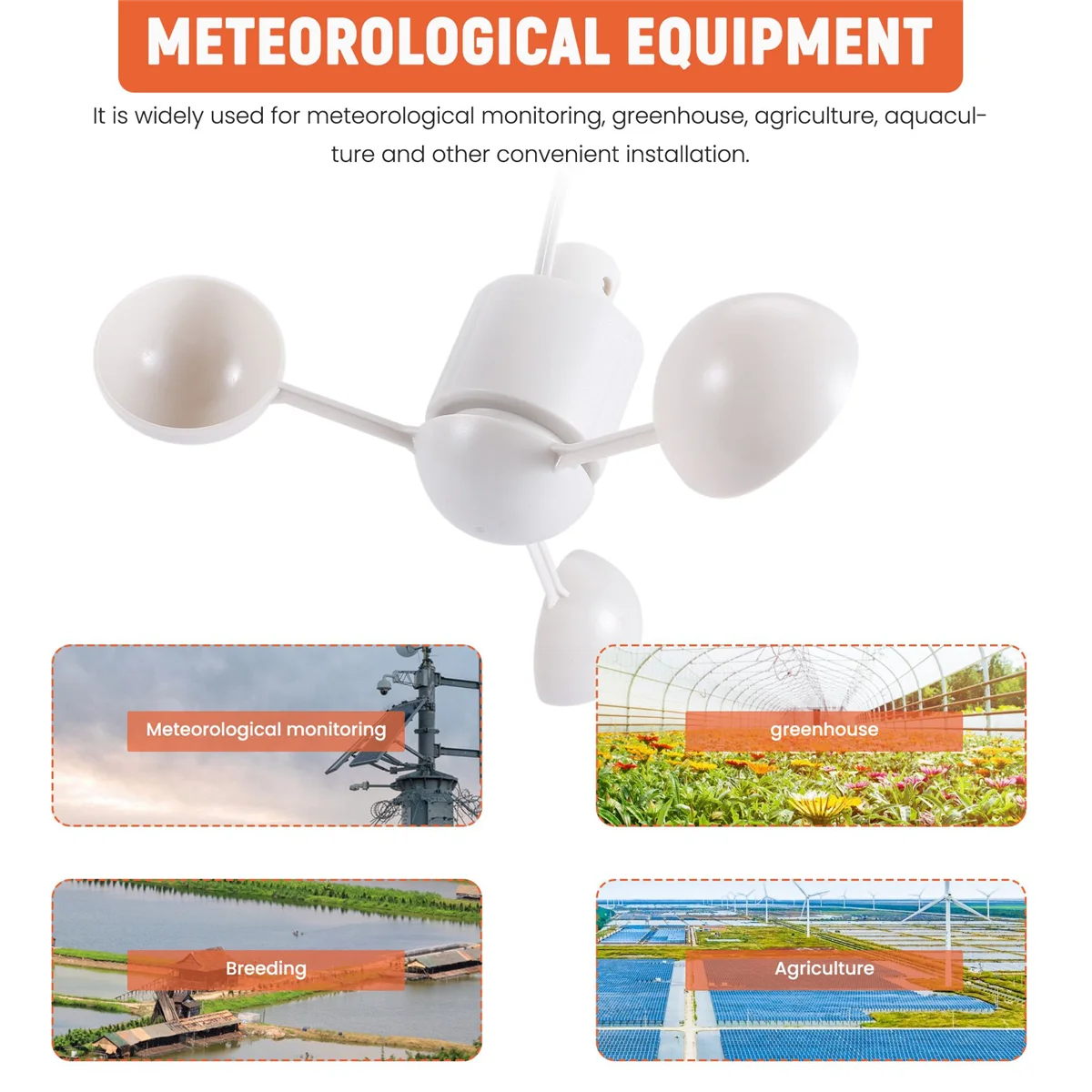 A06K WH-SP-WS01 Anemometer Wind Speed Measuring Instrument Wind Speed Sensor Meteorological Instrument for Misol Anemometer