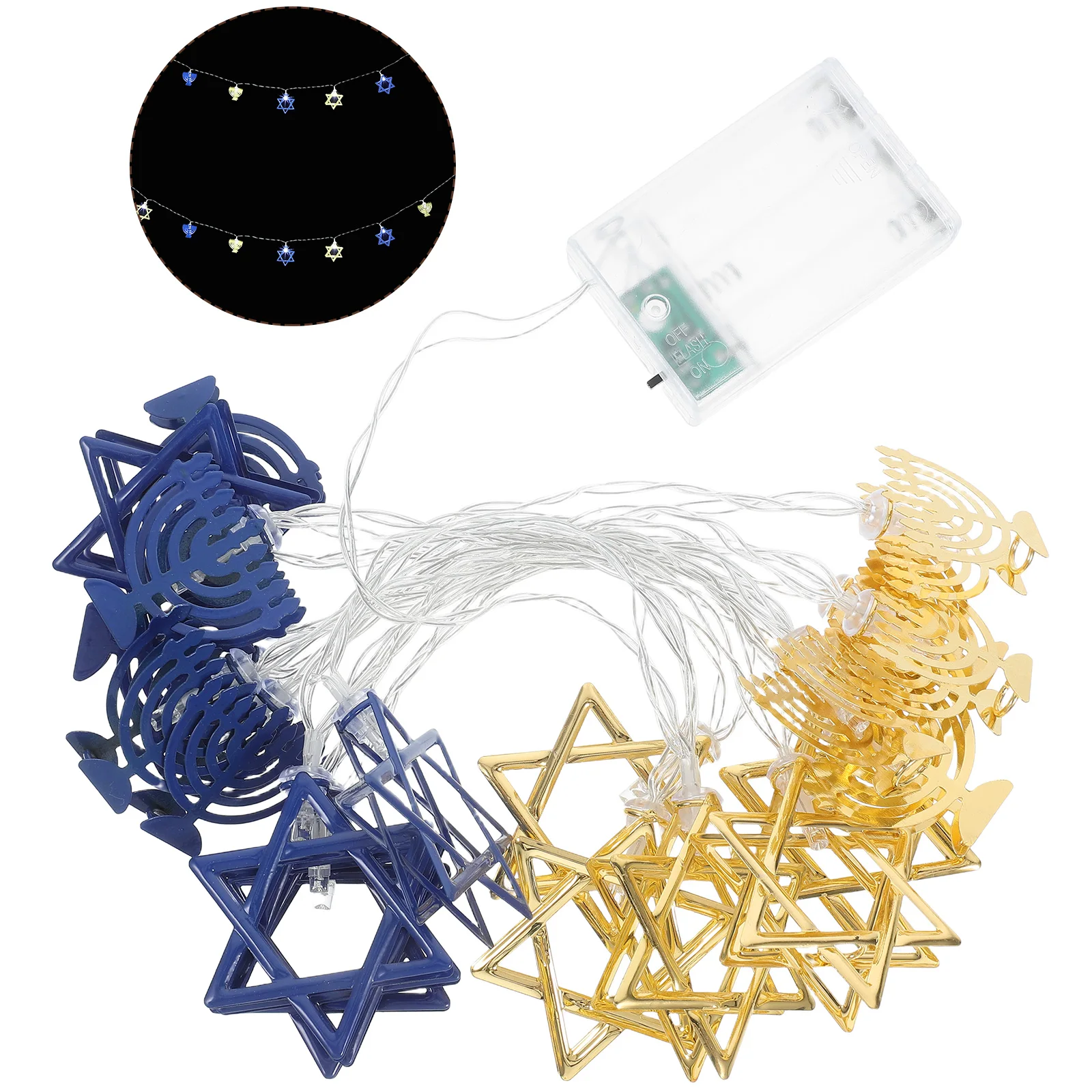 

Hanukkah String Menorah C Shape Festive Home Yard Blue Holiday Decoration Chanukah Decor Lighting