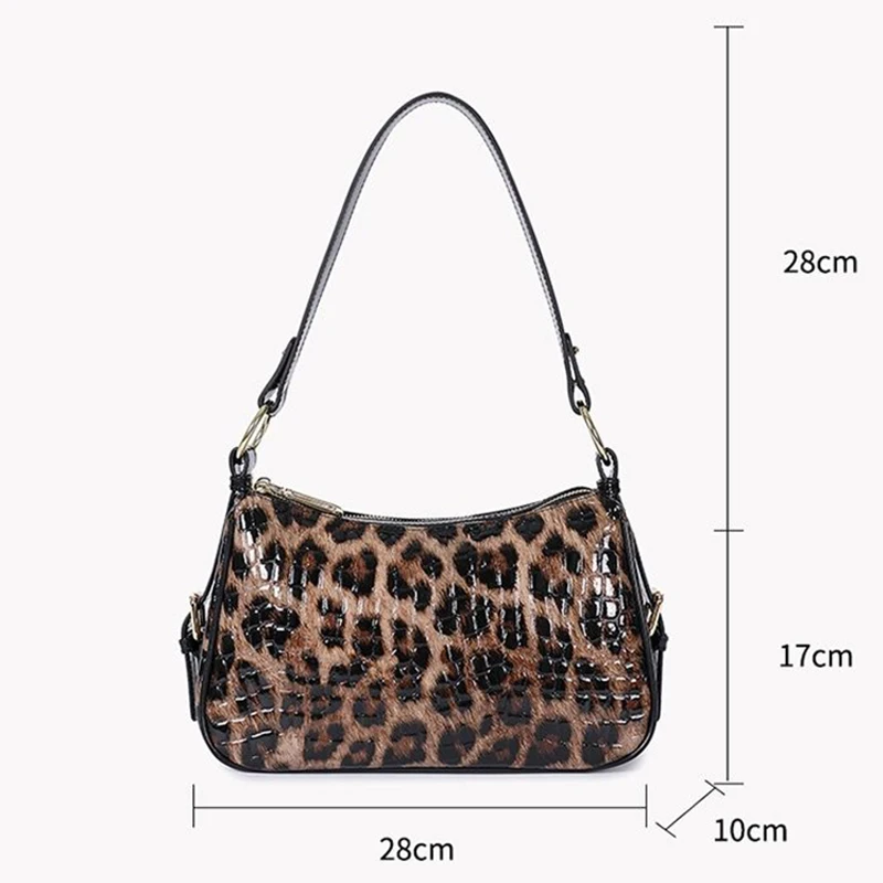 Fashion shoulder bag Leopard women\'s handbags real cowhide leather bag genuine leather women shoulder crossbody bag