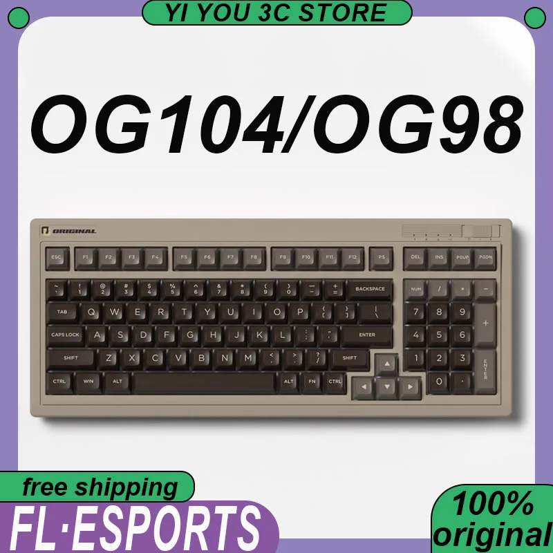 

﻿ FL·ESPORTS OG104 OG98 Retro Mechanical Keyboard Wireless Tri-mode 12000mAh Gasket Hot Swap PC Esports Laptop Gaming Keyboards