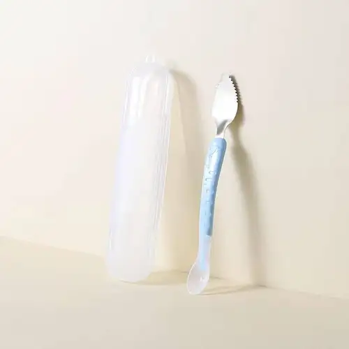 아기 더블 헤드 실리콘 스테인레스 스틸 어린이 용품, 유아 음식 먹는 과일 긁기 진흙 숟가락 급식 식기