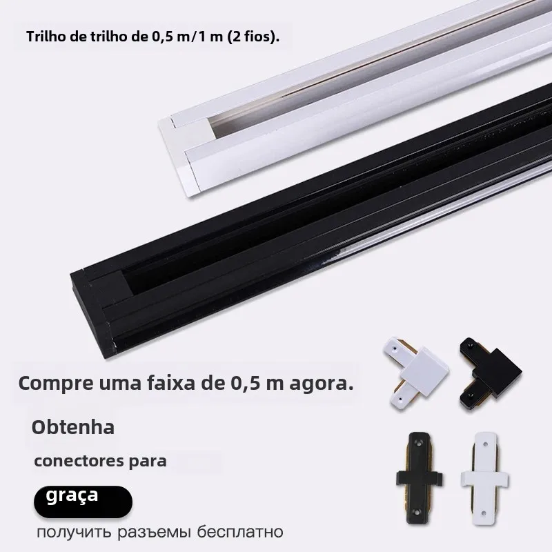 Trilho de pista led 220v, holofote 0.5m 1m, trilhos de luz de pista, conectores retos/forma l para trilho, iluminação de pista