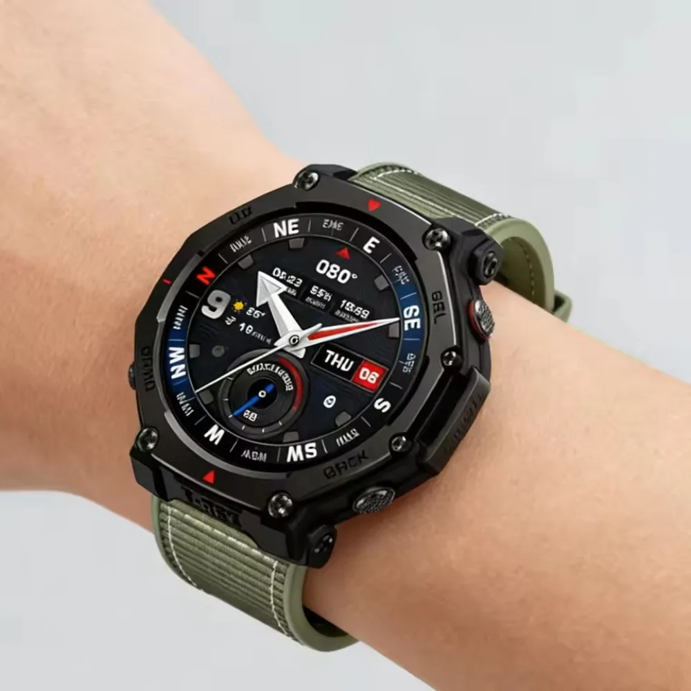 22mm Composite Silicone Strap for Amazfit T-Rex3 Pro 48mm Nylon Braided Comfortable Band for Amazfit Helio/Bip 6/Balance 2 Belt