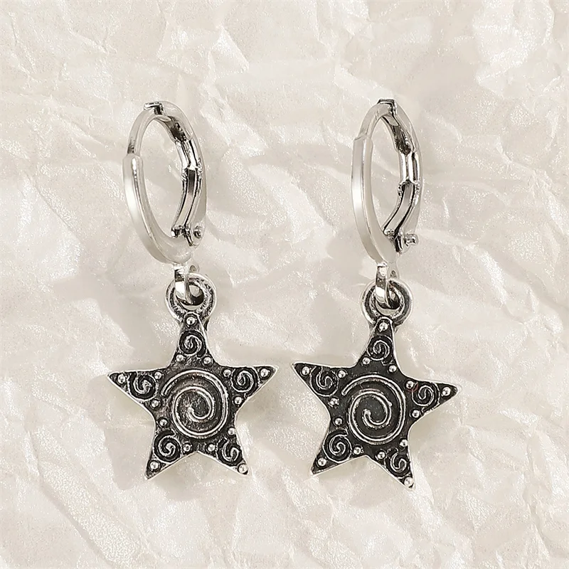 Goth Vintage Cute Bowknot Pink Strawberry Heart Star Pendant Earrings Egirl Gothic 2000s Y2K EMO Rave Jewelry Scene Accessories image 4