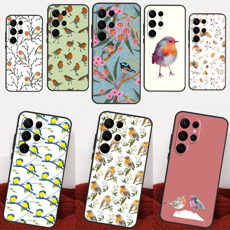 Robins Bird Case For Samsung Galaxy S23 S22 Ultra S21 FE S8 S9 S10 Plus Note 10 20 Ultra S20 FE Coque