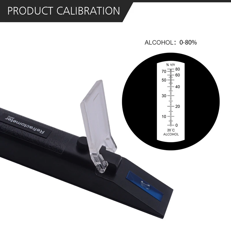 Handheld 0-80% Alcohol Refractometer Liquor Concentration Distilled Liquor Tester Meter Densitometer Alcohol ATC Refractometer