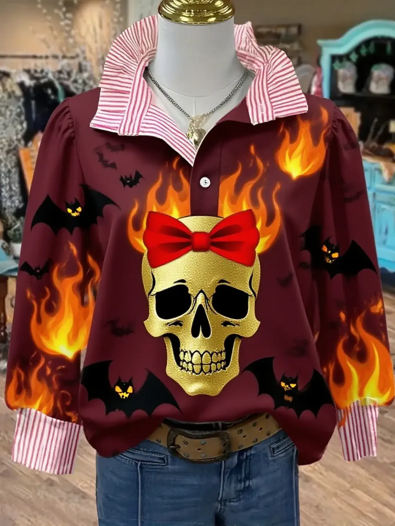 2026 Women's new casual jeans with a variety of colorful western prints, Suitable for Christmas party costumes and daily outfits