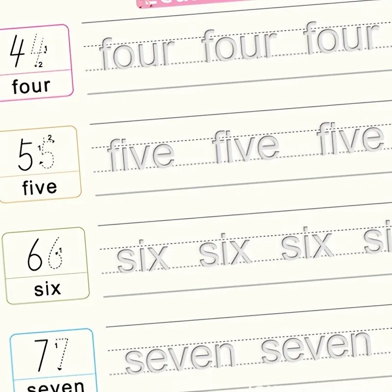 4pcs/set Reusable Children 3D Copybook for Calligraphy Numbers Handwriting Learning Math Book Writing for Kids Toys
