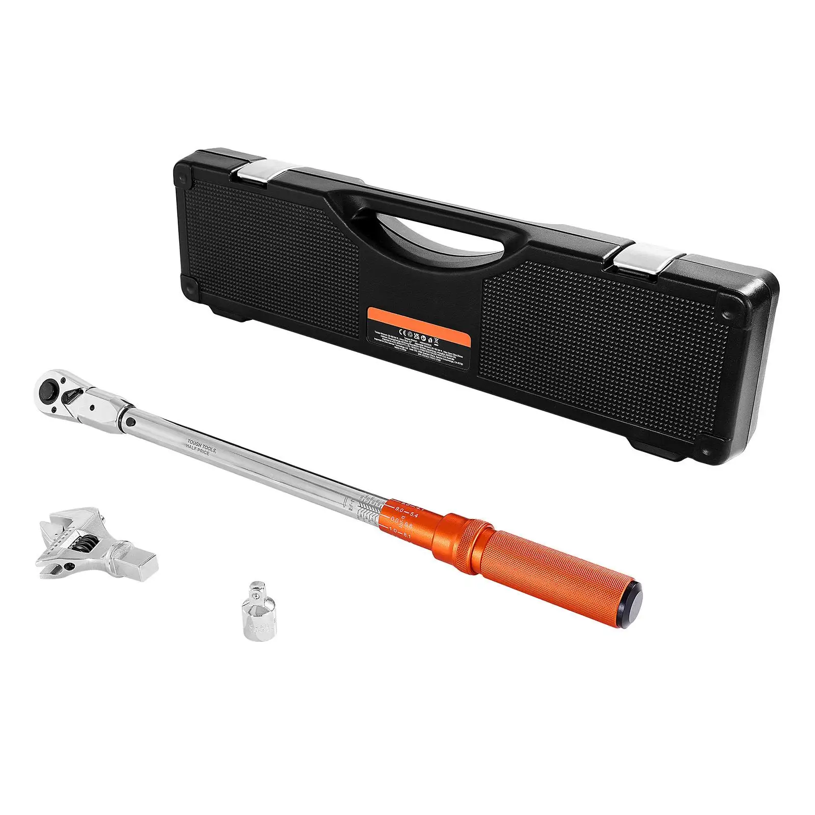 Adjustable Click Wrench 1/2 Inch Drive 20 to 160 lbf ft 27.1 to 216.8 N.m Dual Direction Dual Range Scales 72 Tooth Plus or Minus 2% Adapter Interchangeable Jaw Ratchet Head