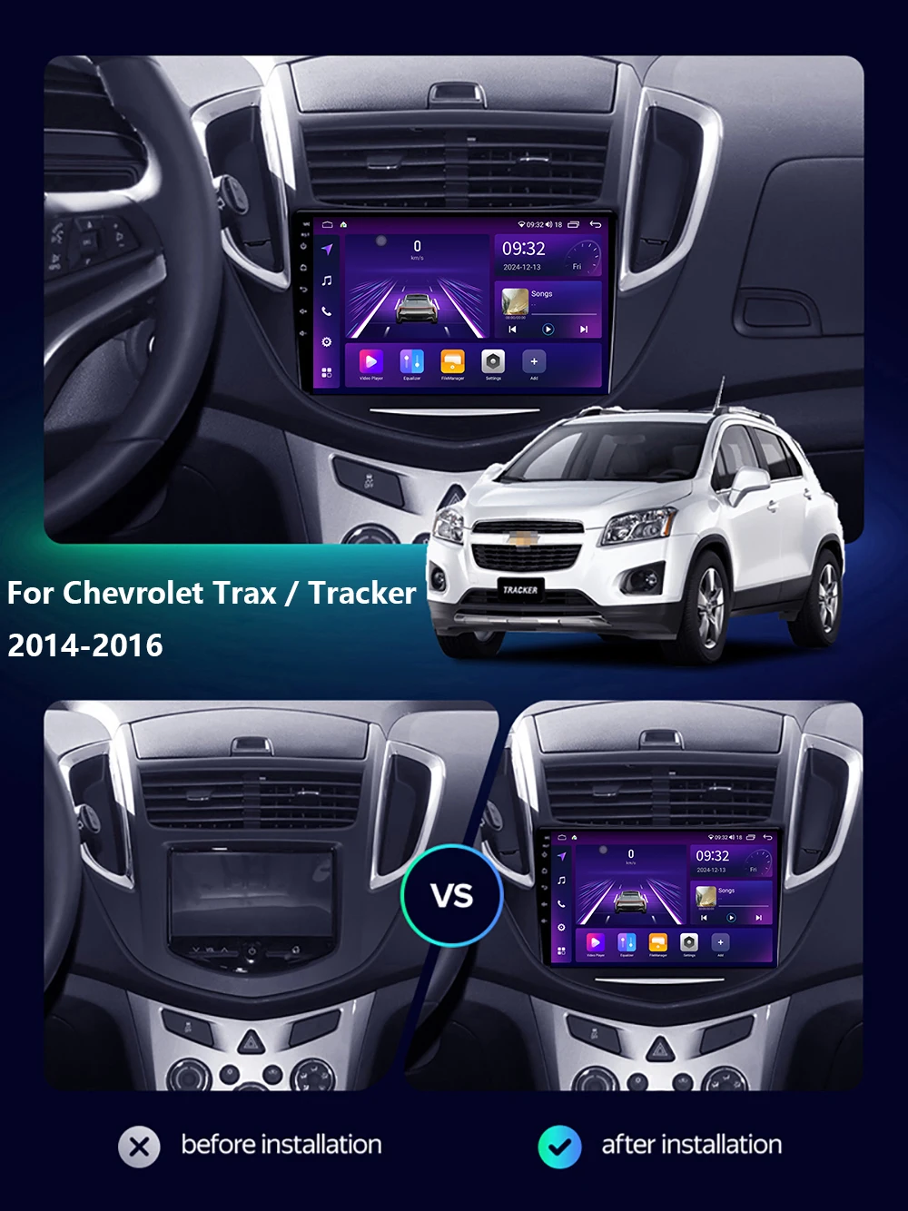 Android Car Radio Multimedia Player For Chevrolet Trax/Tracker 2014-2016 GPS Navigation Carplay Auto Stereo Monitor Screen 2din
