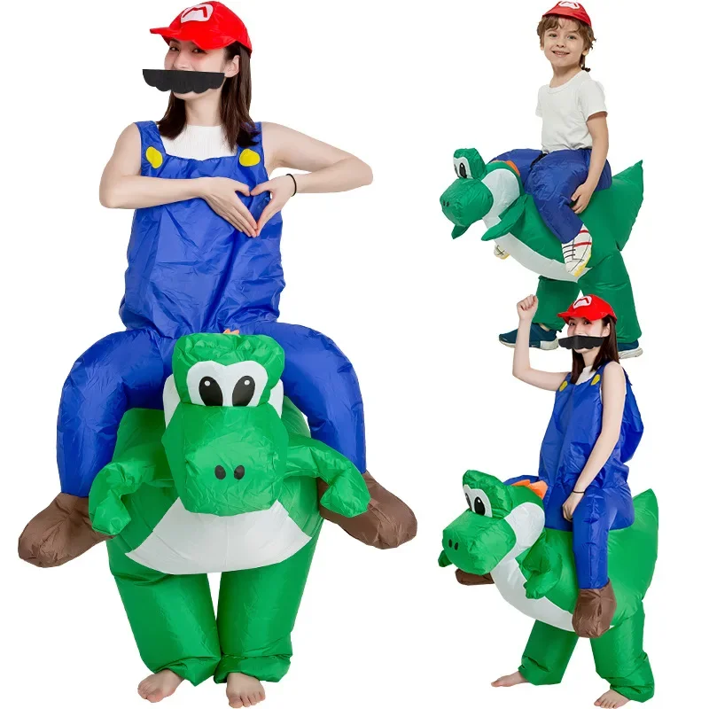 Mary Riding Dinosaur Inflatable Costume Adult Cartoon Animal Mount Action Figure Cosplay Clothes Funny Party Walking Props