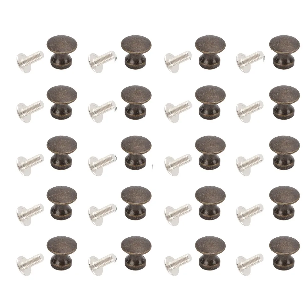 20pcs Cabinet Handle Zinc Alloy Single Hole Handle Round Head Bronze Drawer Pulls Vintage 12x11MM Cabinet Knobs Gift Case