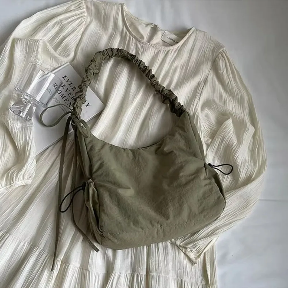 

Модная женская сумка на плечо из мягкой нейлоновой ткани, повседневный стиль, сумки подмышки, сумки через плечо, однотонная большая сумка для студентов