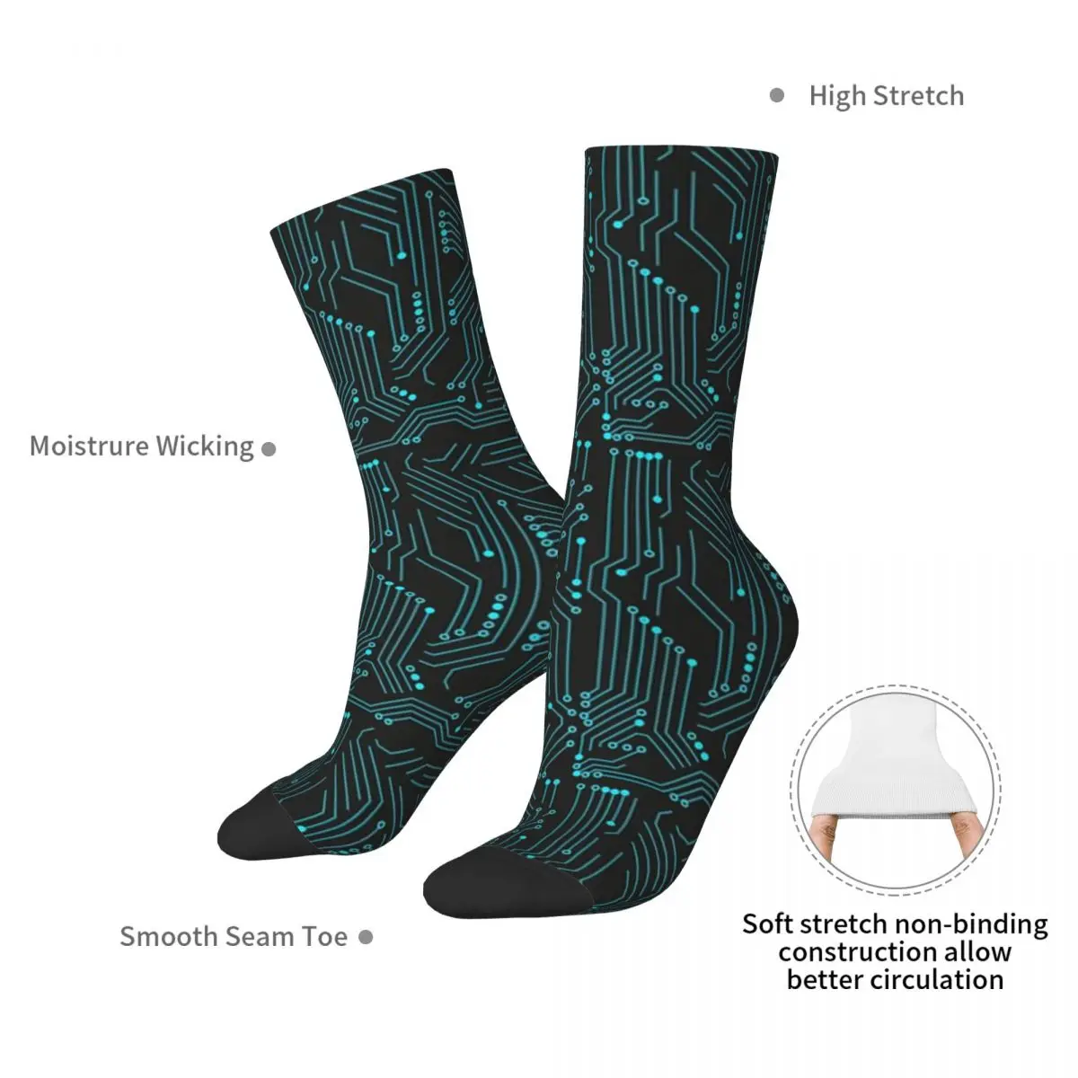 Circuit Board - Electronics Socks Harajuku Absorbing Stockings All Season Long Socks Accessories for Unisex Birthday Present