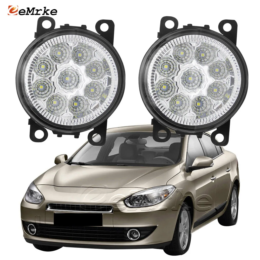 2PCS Car Styling 9-Pieces LED Fog Light Assembly for Renault Fluence L30 2010-2016 Samsung SM3 Z.E. DRL Daytime Running Lights