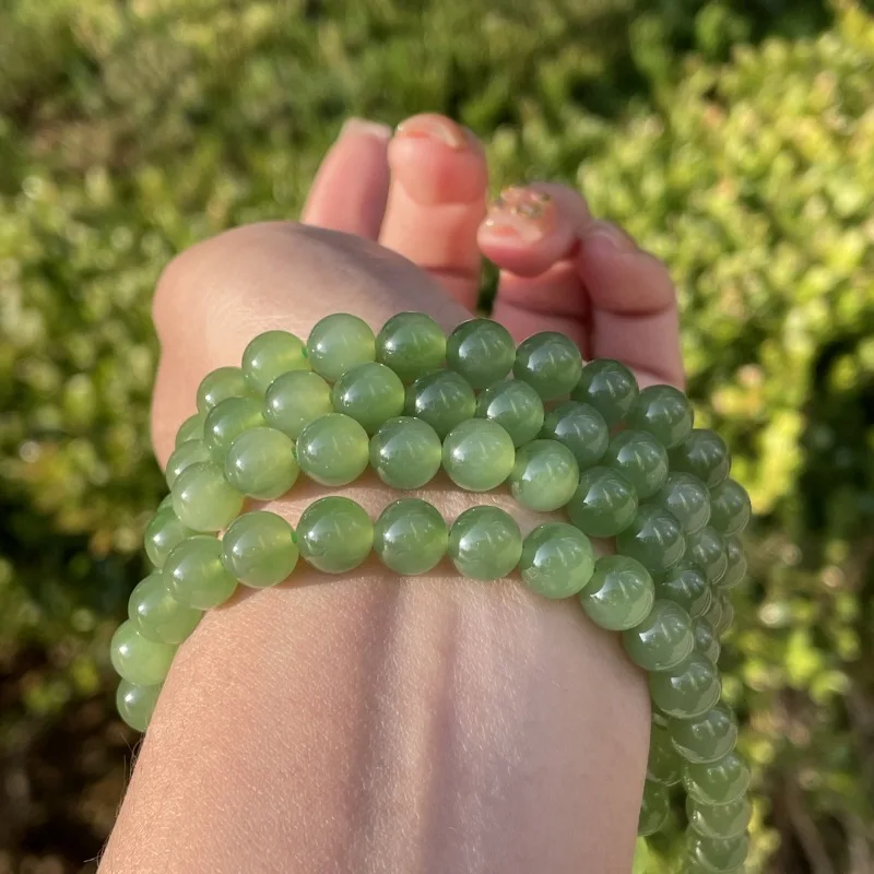 

Ожерелье из натурального нефрита Хэтянь, зеленое ожерелье 108, браслет с несколькими кругами