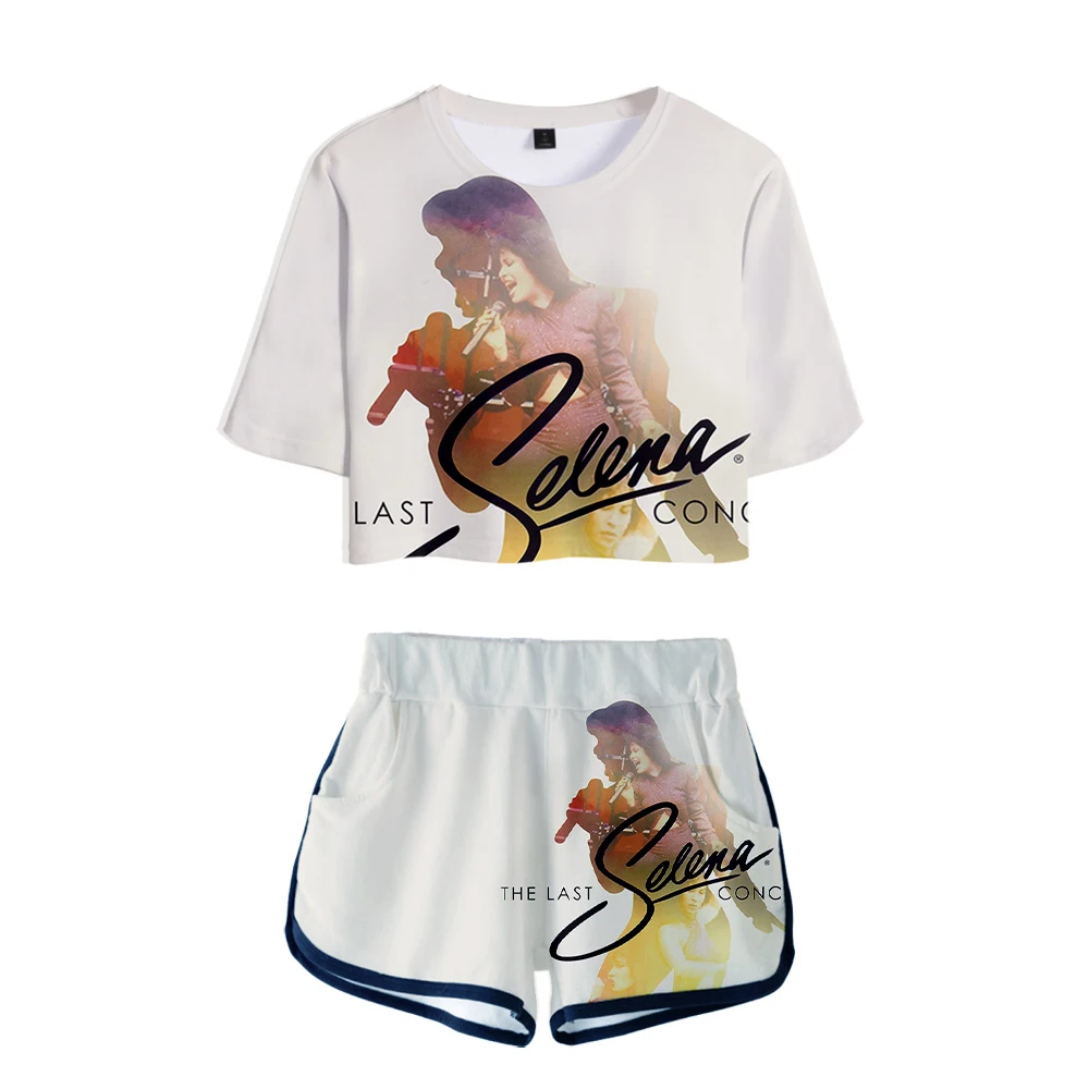 selena quintanilla 3dduas conjunto feminino curto tshirt  macio elástico cintura shorts quentes para roupas femininas kawaii y2k