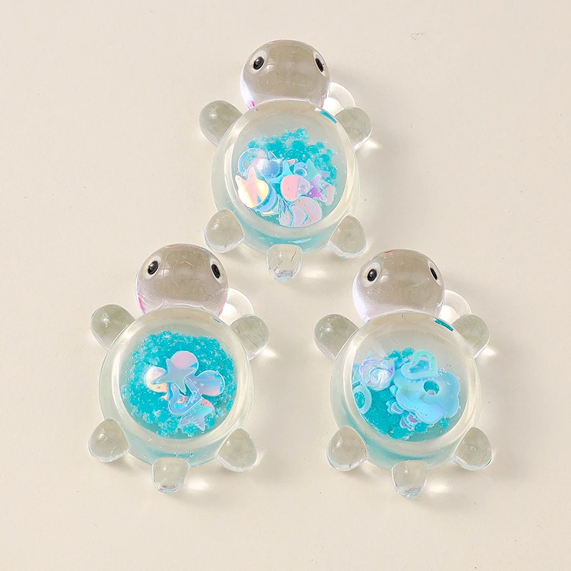 Leslie 10 Stück 21 x 30 mm kreative Glitzer-Schildkröten-Charms aus Kunstharz, Schildkröten-Anhänger für Ohrringe, Halskette, Schmuck, DIY, süßes Kinderspielzeug – Detail 11