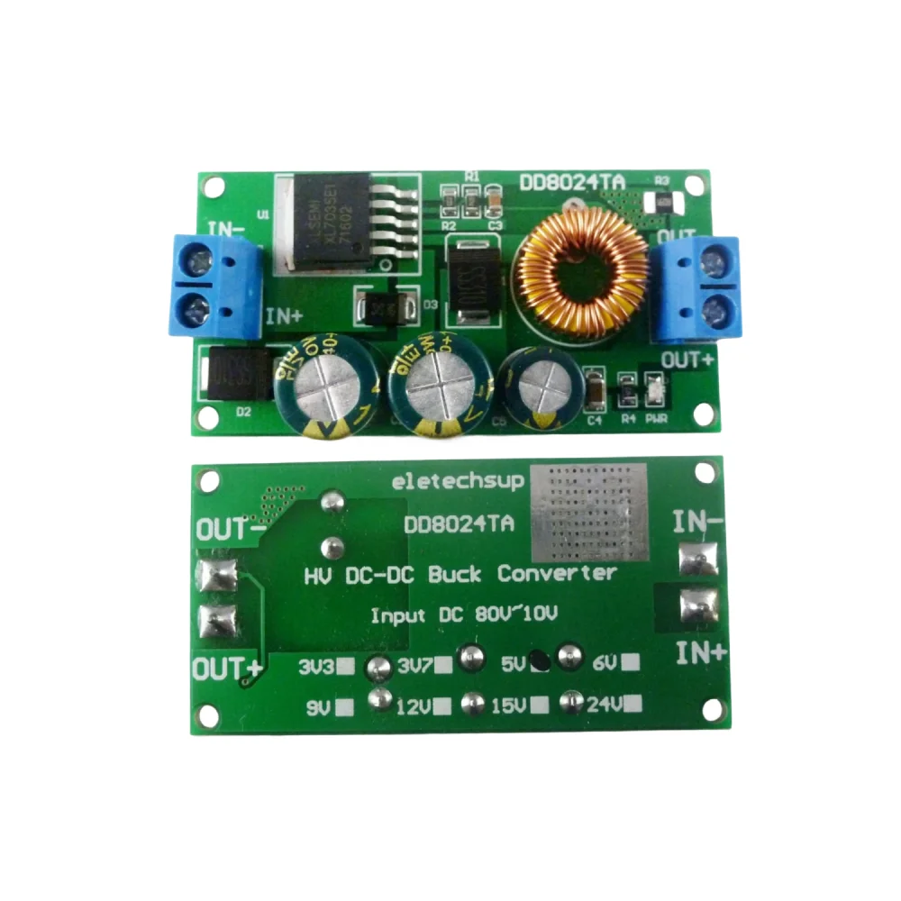 High-Voltage EBike DC-DC Converter Buck Step-Down Regulator Module 80V 72V 64V 60V 48V 36V 24V to 15V 12V 9V 6V 5V 3.3V