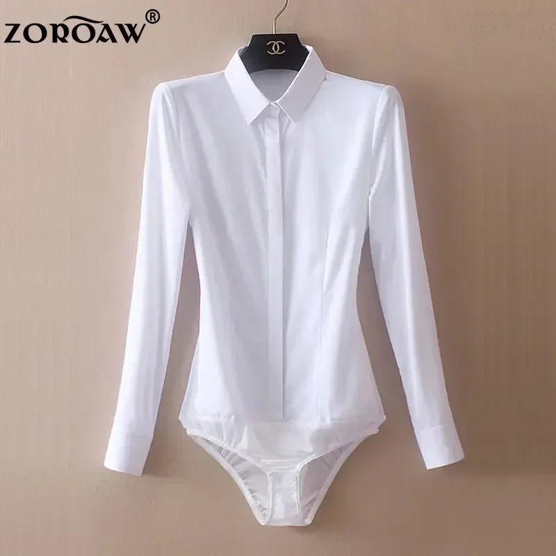 Women Blouses And Tops Long Sleeve Bamboo Fiber Body Shirt Office Work Korean Fashion Bodysuit Spring Jumpsuit 2024 New Rompers