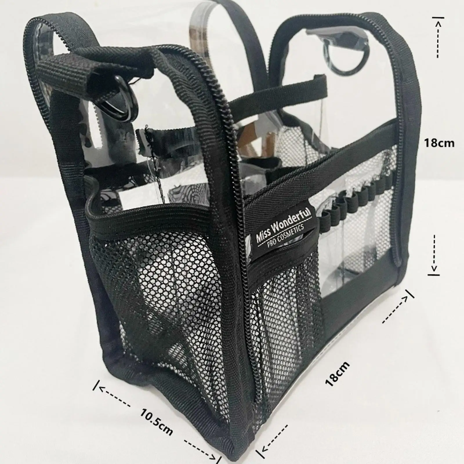 حقيبة تنظيم مكياج شفافة كبيرة مع سحاب لمستحضرات التجميل ومستحضرات التجميل