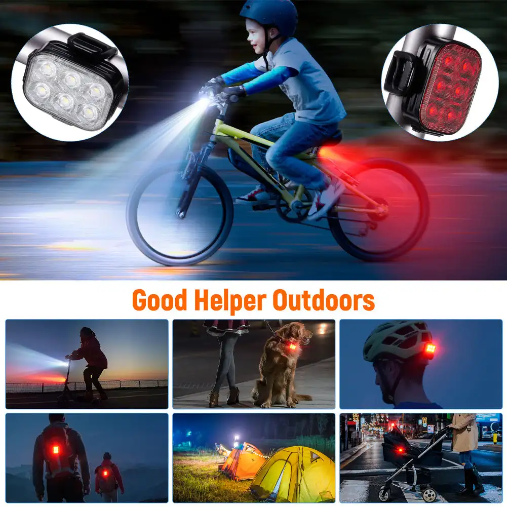 Q5 Fahrradscheinwerfer Rücklicht MTB Rennrad Helle Taschenlampe Radfahren Wasserdicht 50 200 Lumen LED Typ-C Hinten Vorderlichter