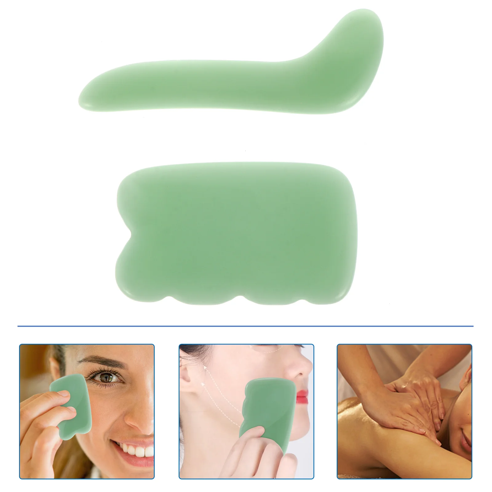 ชุดเครื่องมือกัวซา 1 ชุด ทนทาน คุณภาพสูง ไม้กัวซา ขัดผิว ลดเลือนริ้วรอย ดูแลผิวหน้า พกพาสะดวก ใช้ในบ้าน สีเขียว