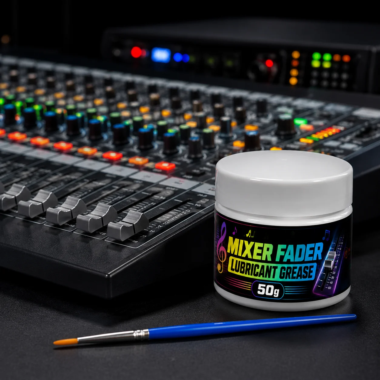 50g MIRAVEXL Mixer Fader Grease + Brush, Professional Mixer Lubrication, Smooth Performance, Long-Lasting, Easy to Apply