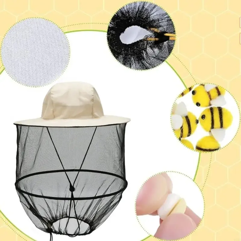 Beekeeper Costume Set Including 2 Beekeeping hat and Veil, 10 Wool Felt Beekeeping hat, 10 Round Double Sided Tape Helmet Y5GB