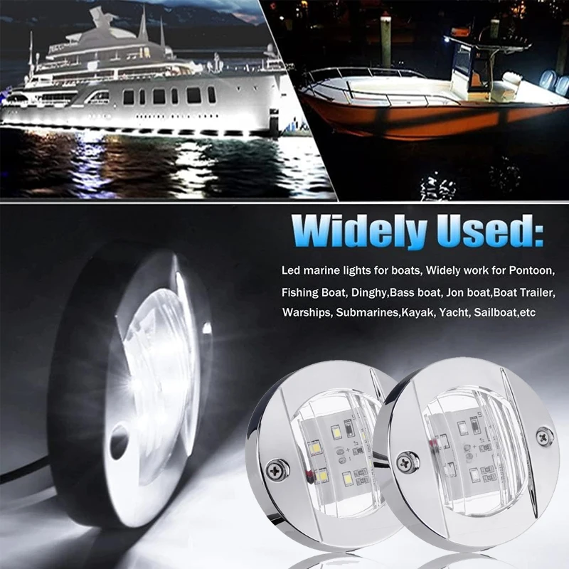 1/2/4pcs Blue+White Marine Boat LED Deck Courtesy Lights Waterproof Stern Transom Lamp