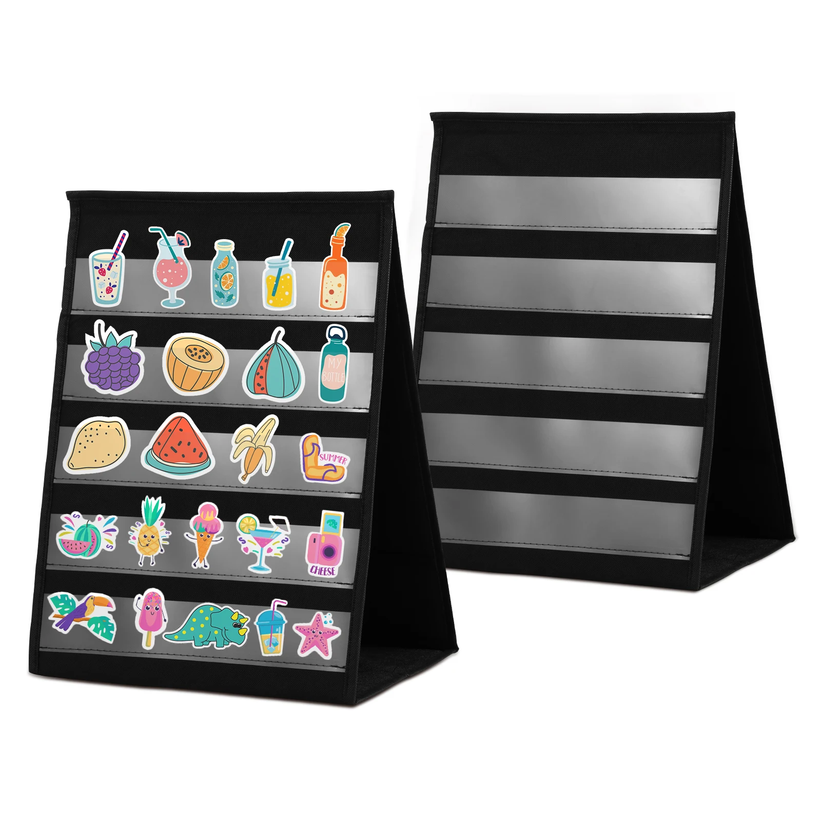 2 قطعة حامل عرض ملصق سطح المكتب قابل للطي 5 طبقات منظم عرض ملصق الطاولة لتخزين الهدايا التذكارية للحدث شارة #1