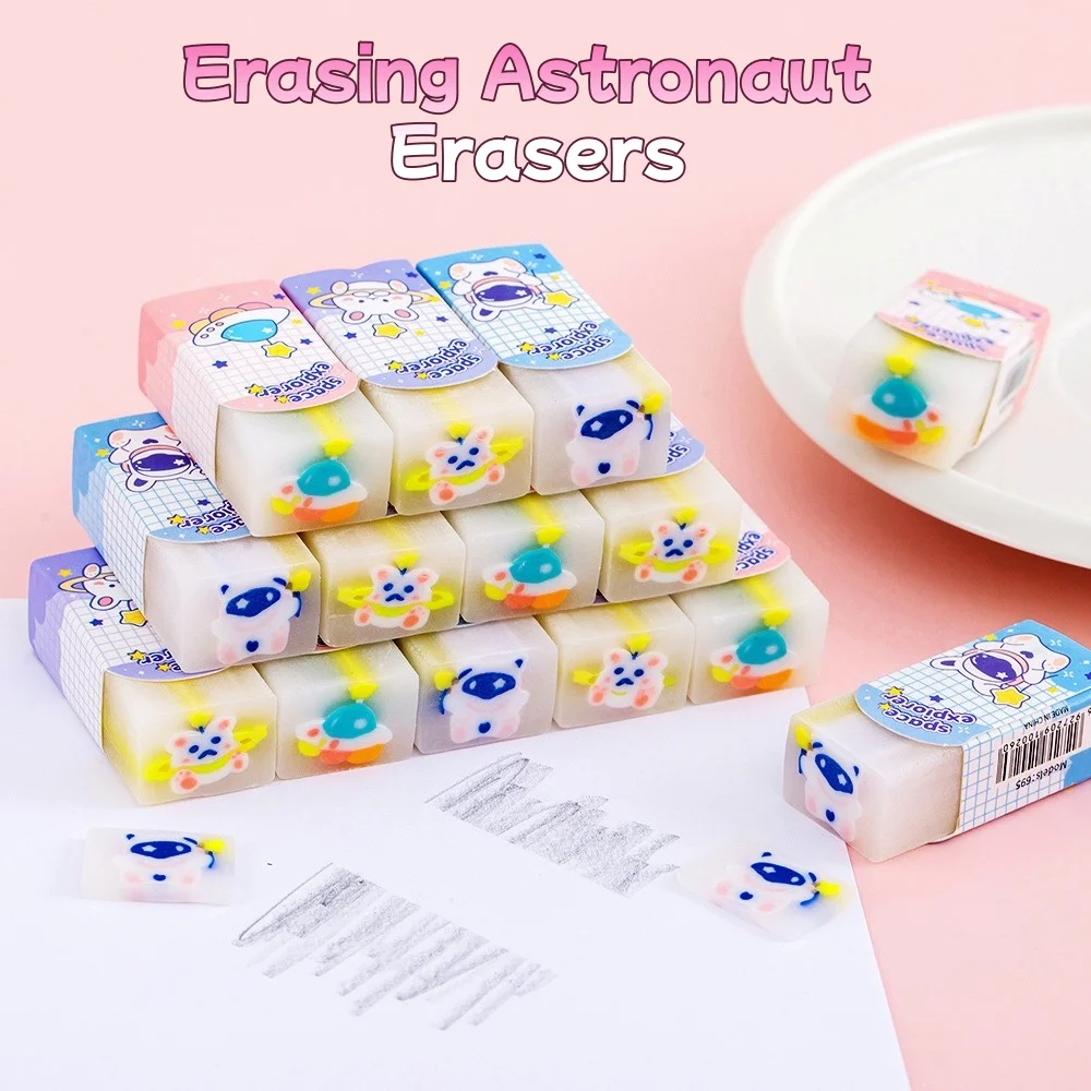 Kids' Clean Erasing Astronaut Erasers Layered Pencil Erasers for Tests Cute Cartoon Student Reward Gift School Supplies