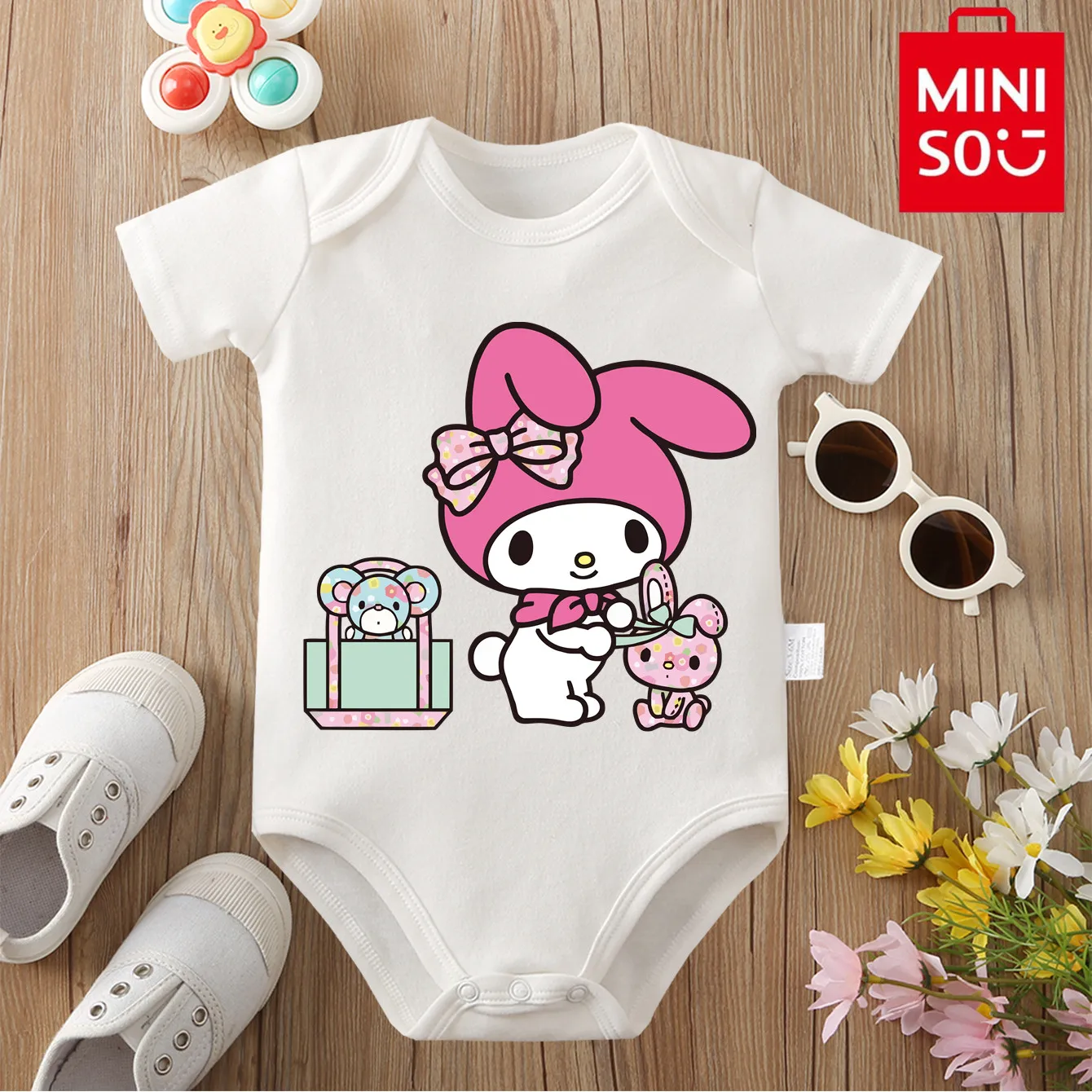 

MINISO чистый хлопок My Melody Please Mymelody комбинезон в японском стиле для детской одежды комбинезон для новорожденных от 0 до 12 месяцев