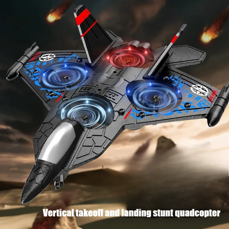 RC Aircraft Fighter Model Quadcopter Children's Toy Rotor Model Airplane Foam Resistant To Falling Drone Christmas Gift Glider