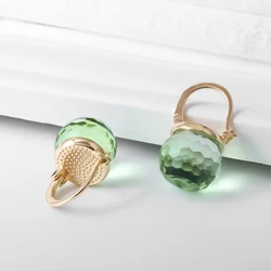 Small Green Crystal Ball Dangle Earrings for Women Elegant Meeting Banquet Jewelry Female Aesthetic Earrings