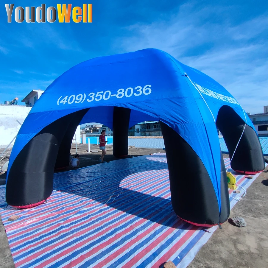 

Customizable 6m Diameter 6-leg Black-legged Blue Cloth Inflatable Spider Leg Tent For Event Exhibitions Commercial Advertising