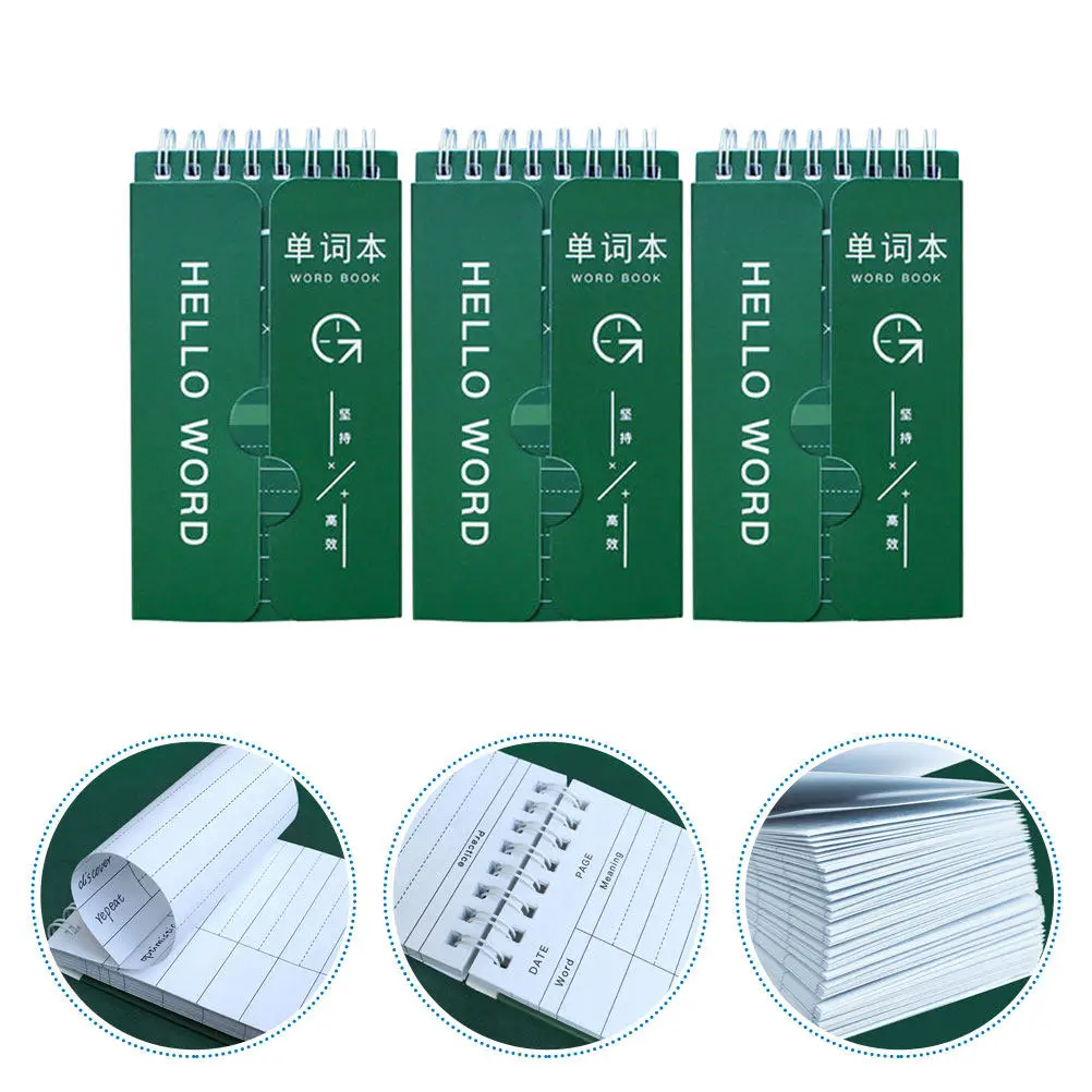 3pcs Pocket-Sized Lined Notepad for Vocabulary Building, Lecture Notes, To-Do Lists & Journaling