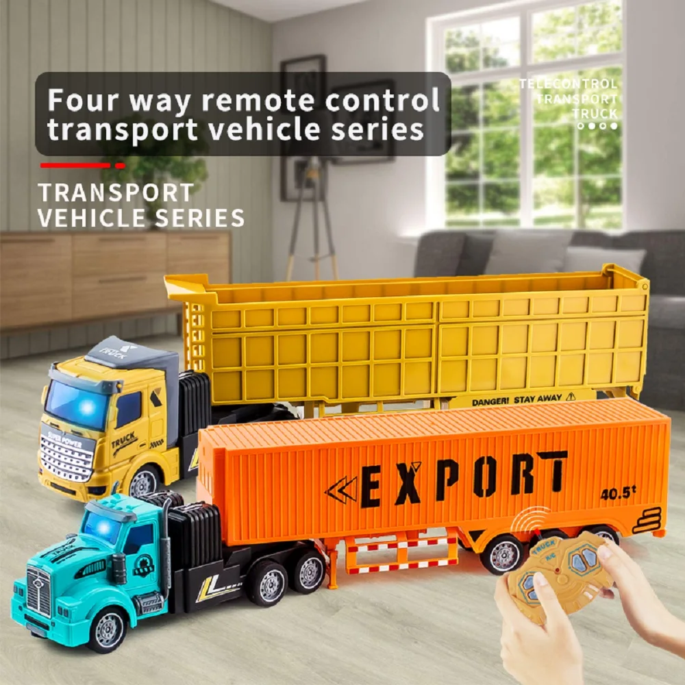 RC Engineering Car Wireless Remote Control Semi Trailer Heavy Transport Truck Container Trailer Simulation Model RC Car Toy Gift