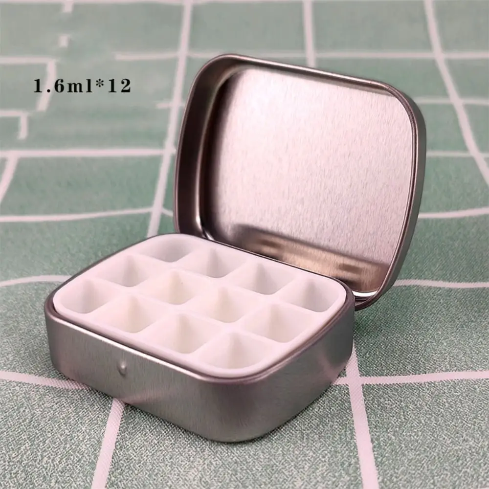2Pcs Empty Watercolor Paint Palette 12/24 Grids Mini Watercolor Iron Box Moisture-proof Portable Paint Pigment Box