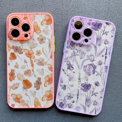 Watercolor Flower Phone Case for IPhone 17 16 15 13 12 11 Pro Max Mini 14 Pro Max Plus X XR XS 16 Plus Shockproof Cover Fundas