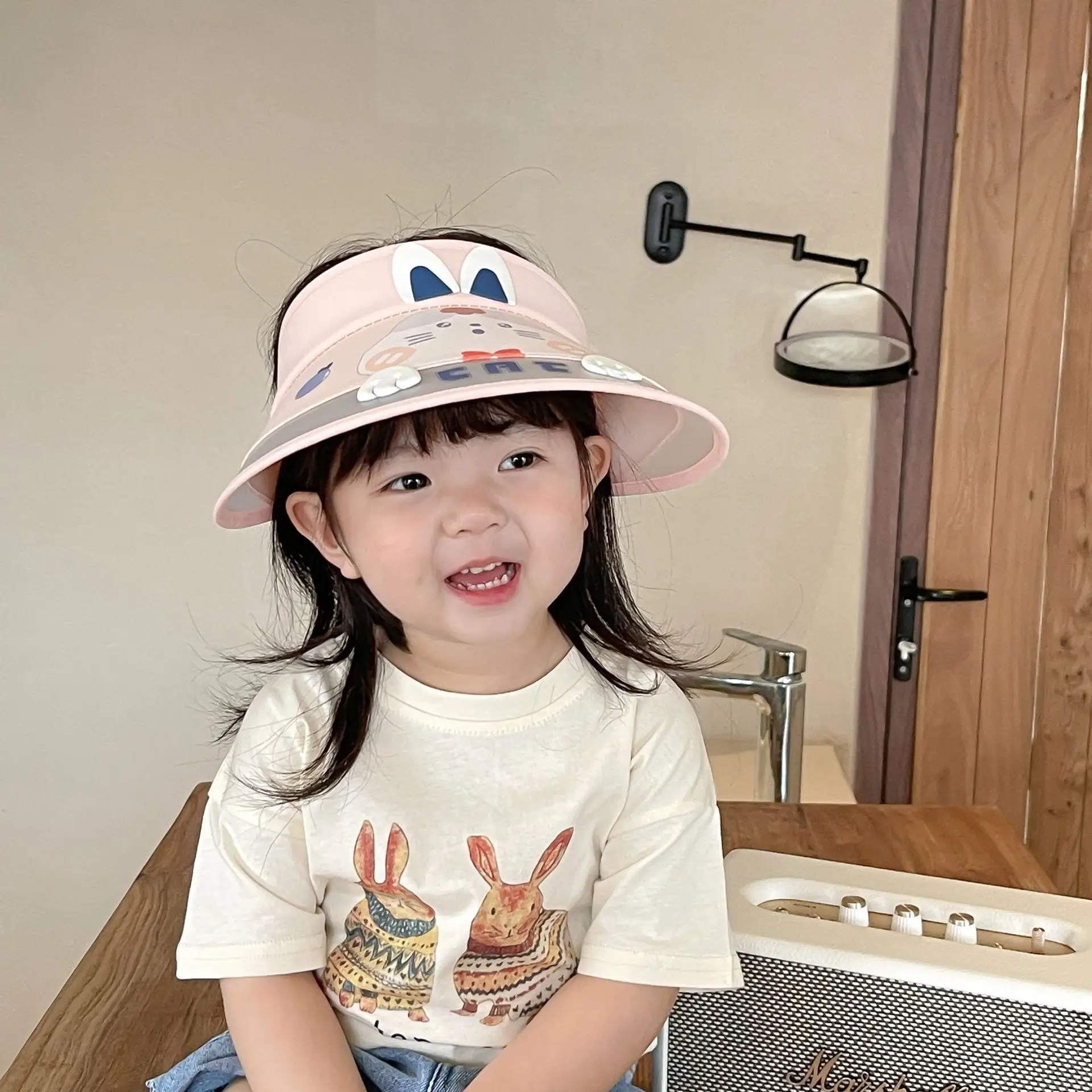 Kids Cartoon Animal Empty Top Hat Boy Girl Baby Caps Change Color Summer Big Brim Beach Sun Hat Baby Cap