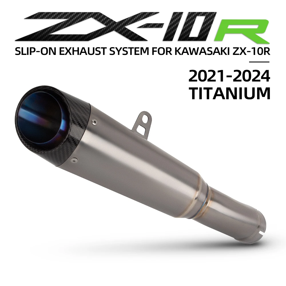 Motorcycle Exhaust System Modify Slip On Tail Pipe Titanium Alloy Two Layer Carbon Head Muffler For KAWASAKI ZX10R ZX-10R 21-24