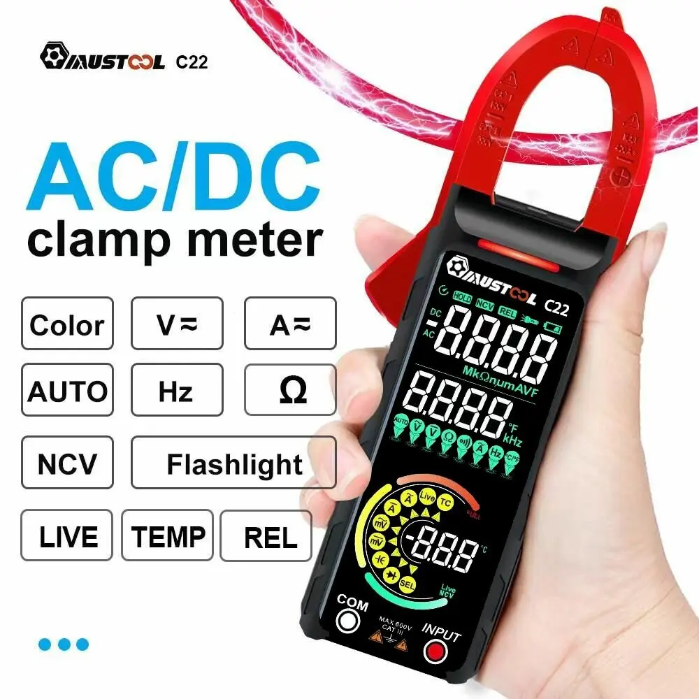 Mustool C22 Digital Clamp Meter 400A High Precision AC/DC Current Measure with Live Wire Recognition NCV Induction Detection Dua