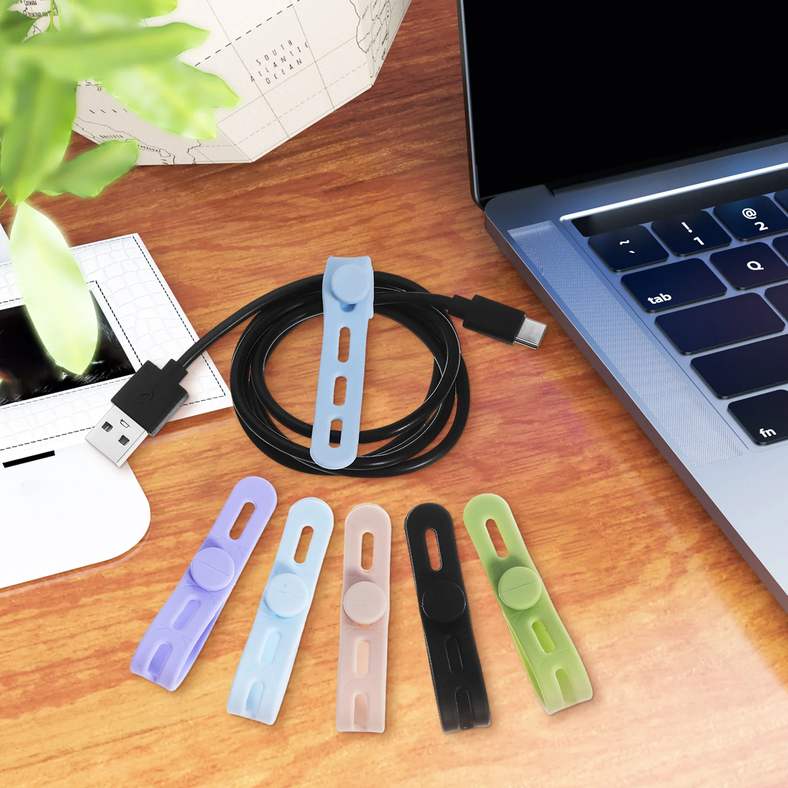 

10Pcs Silicone Cable Straps Adjustable Length Cord Ties for Charging Wires Home Office Travel Cable Management Tools