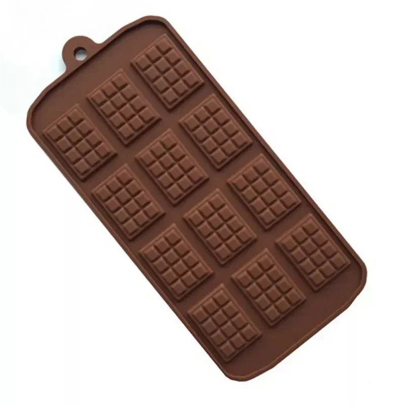 1PCS Chocolate Mold 12 Cells Silicone Mold Fondant Waffles Molds DIY Candy Bar Mould Cake Decoration Tools Kitchen Baking Mold