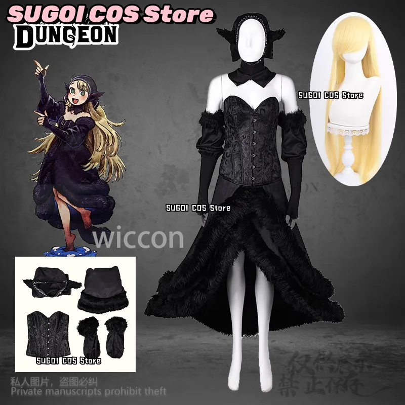 Marcille Cosplay Anime Dungeon Meshi Cosplay Fantasia Costume Black Dress Lolita For Girls Women Halloween Christmas Customized